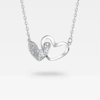 ogrlica dva srca cirkon