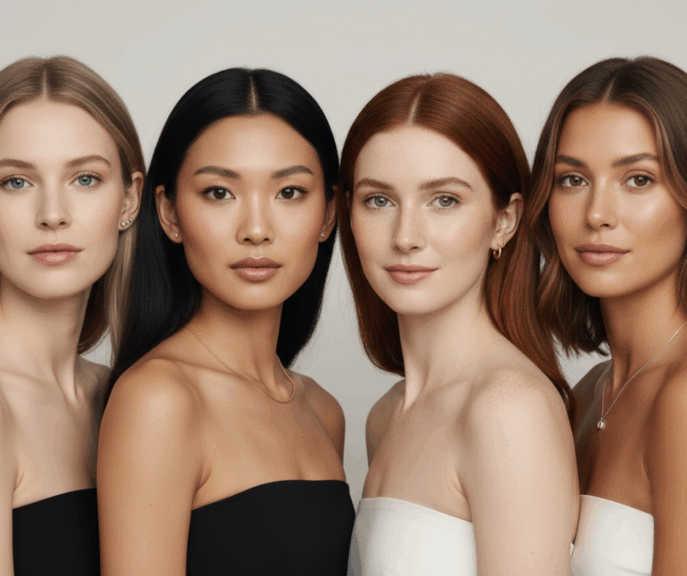 Primer kako zlato i srebro izgledaju na različitim podtonovima kože i bojama kose i očiju