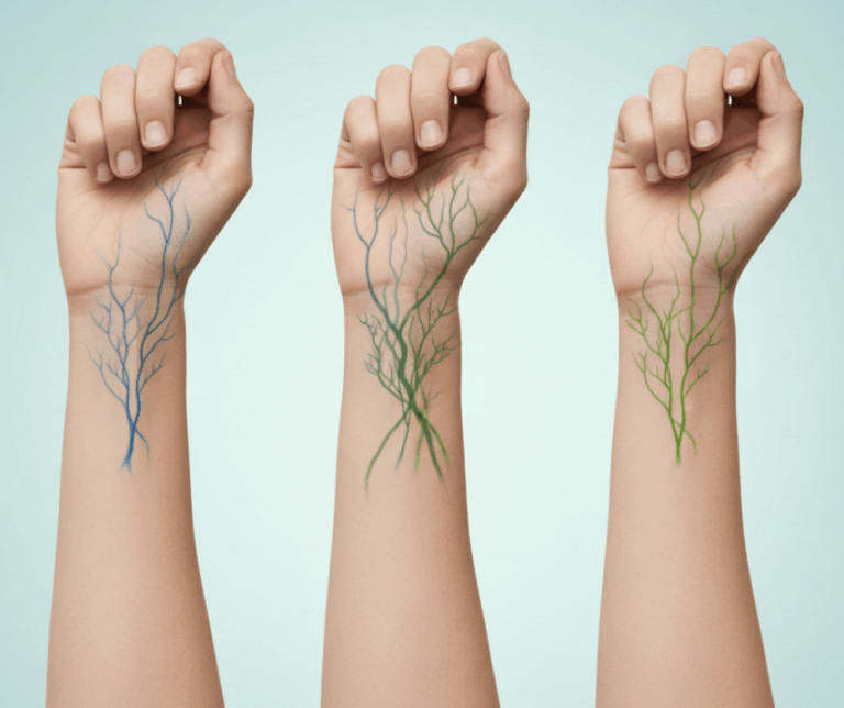 Primer određivanja podtona kože prema boji vena za izbor između zlata i srebra