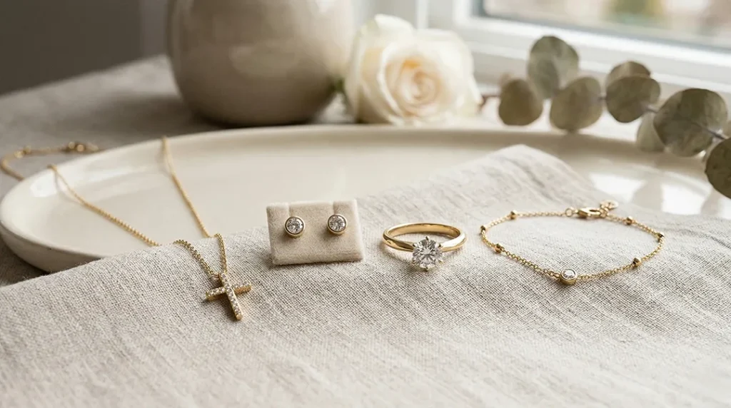 različiti komadi zlatnog nakita kao poklon za različite prilike